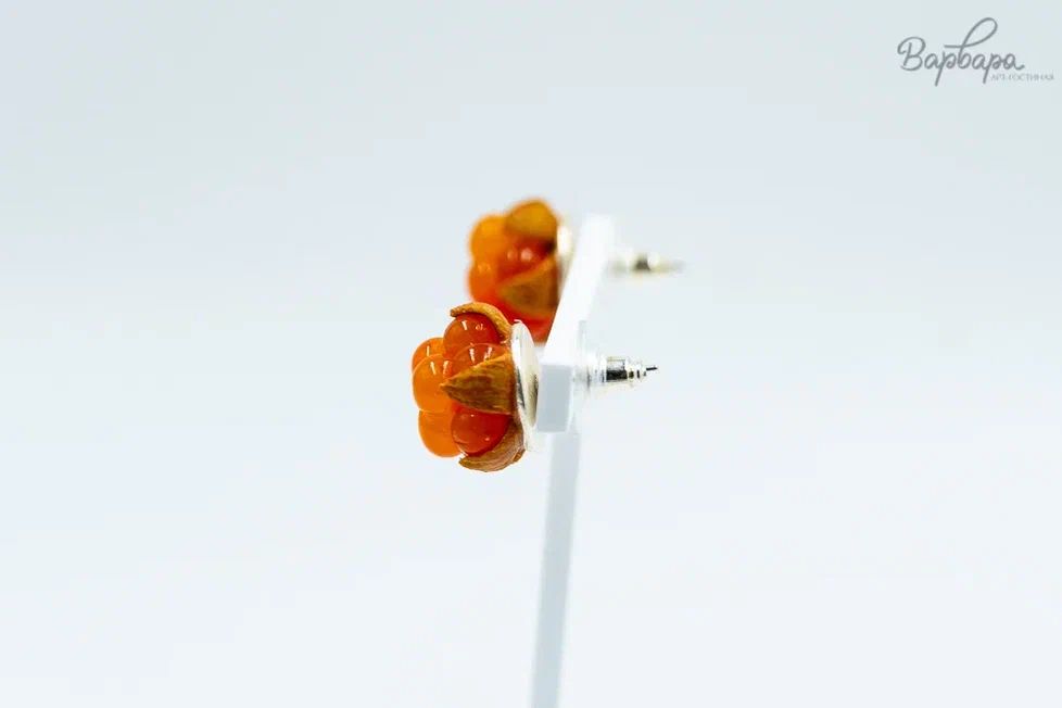 Серьги гвоздики морошка