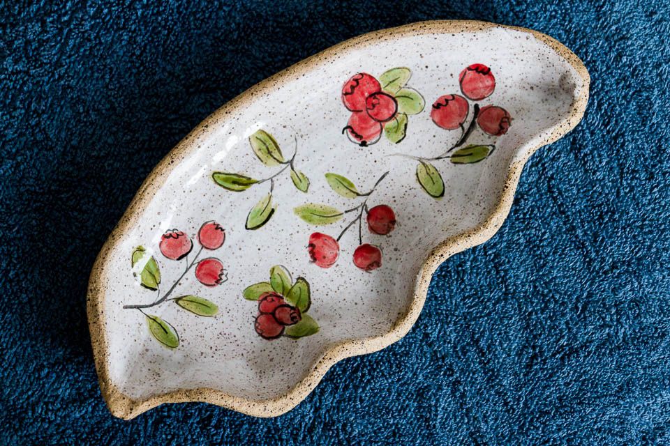 Тарелка "Лист" с росписью