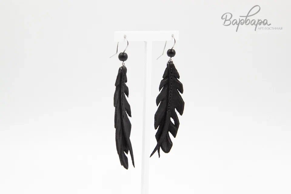 Серьги кожаные "Юнко" Перо