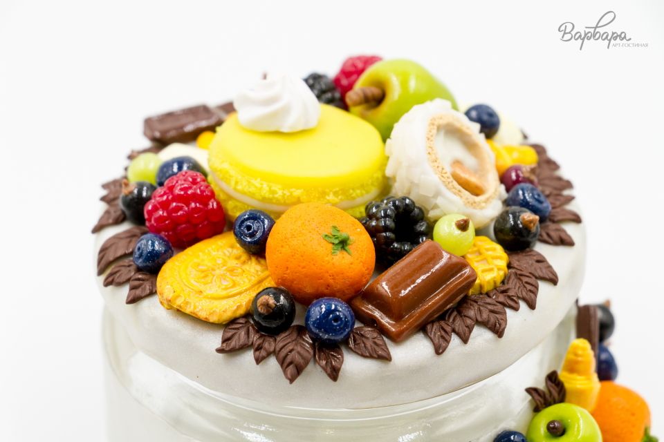 Сахарница "Фрукты на белом перламутре"