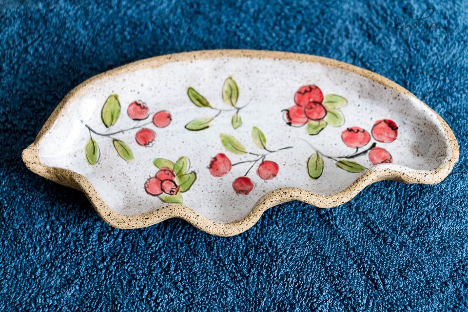 Тарелка "Лист" с росписью