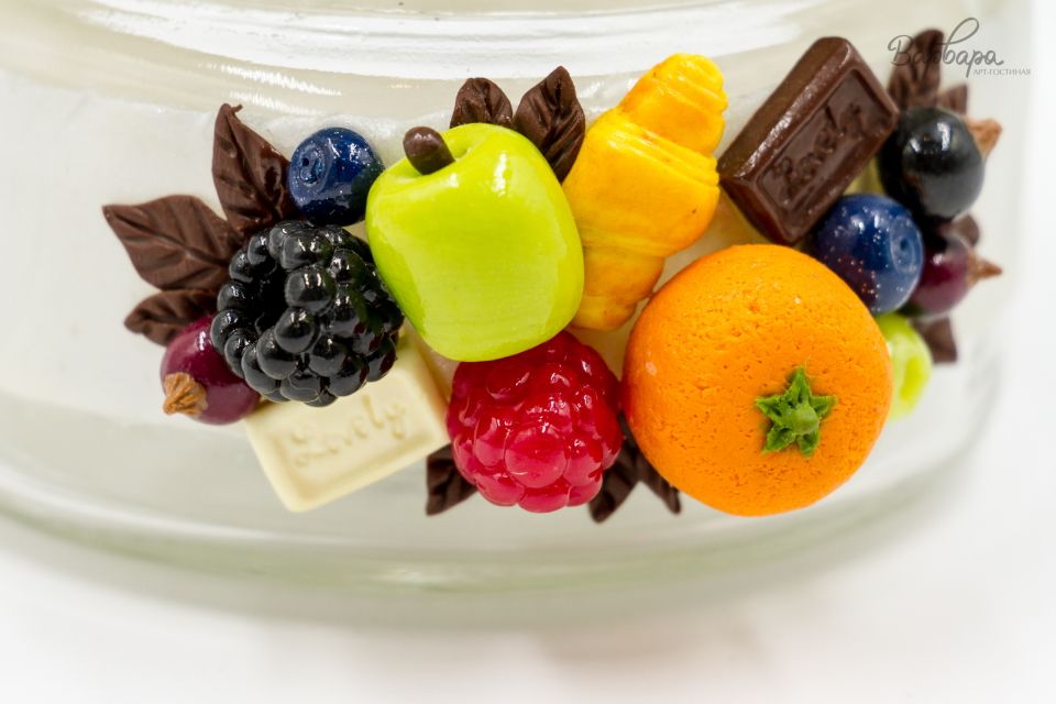 Сахарница "Фрукты на белом перламутре"