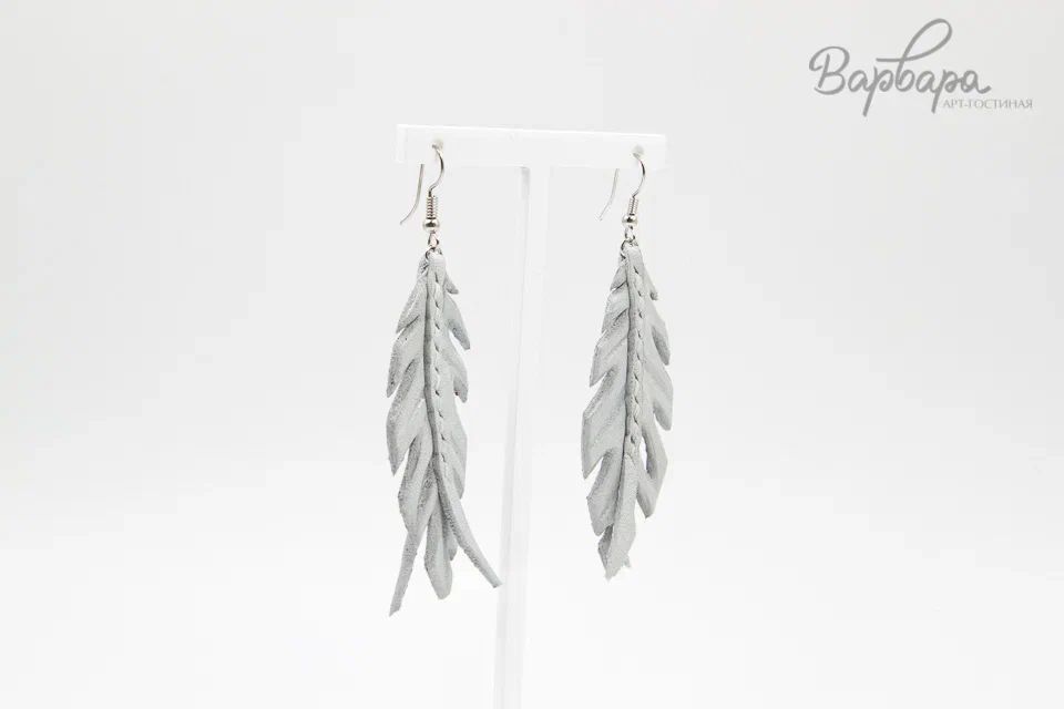 Серьги кожаные "Юнко" Перо