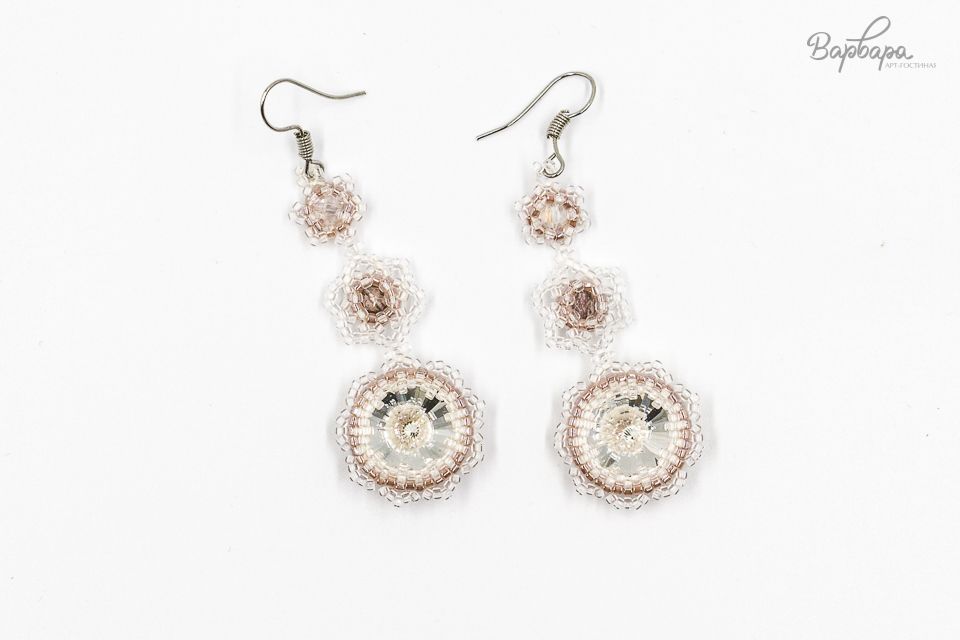 Серьги "Розовое кружево"