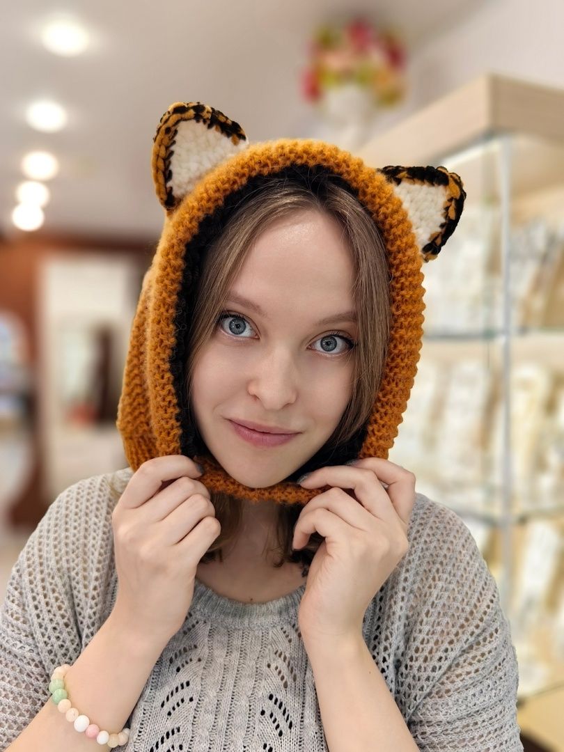 Зверошапка "Настя" микс (Горчичный)