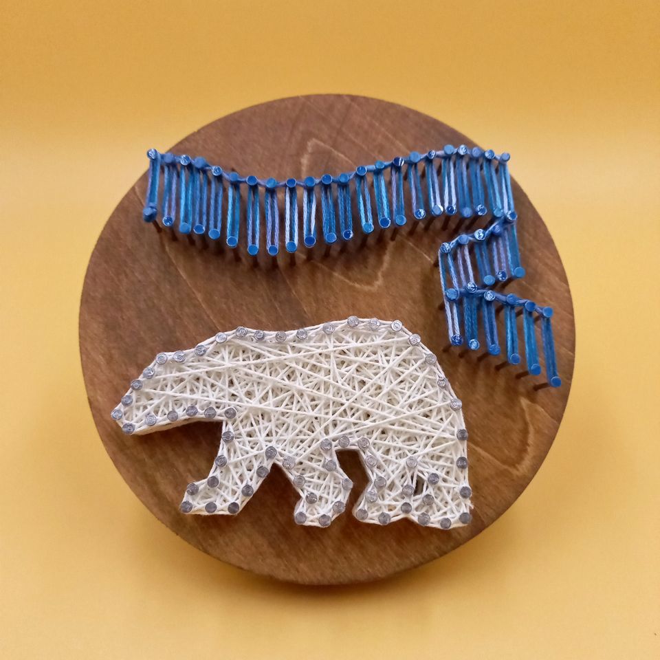 Стринг-арт на деревянном массиве, Тарелочка