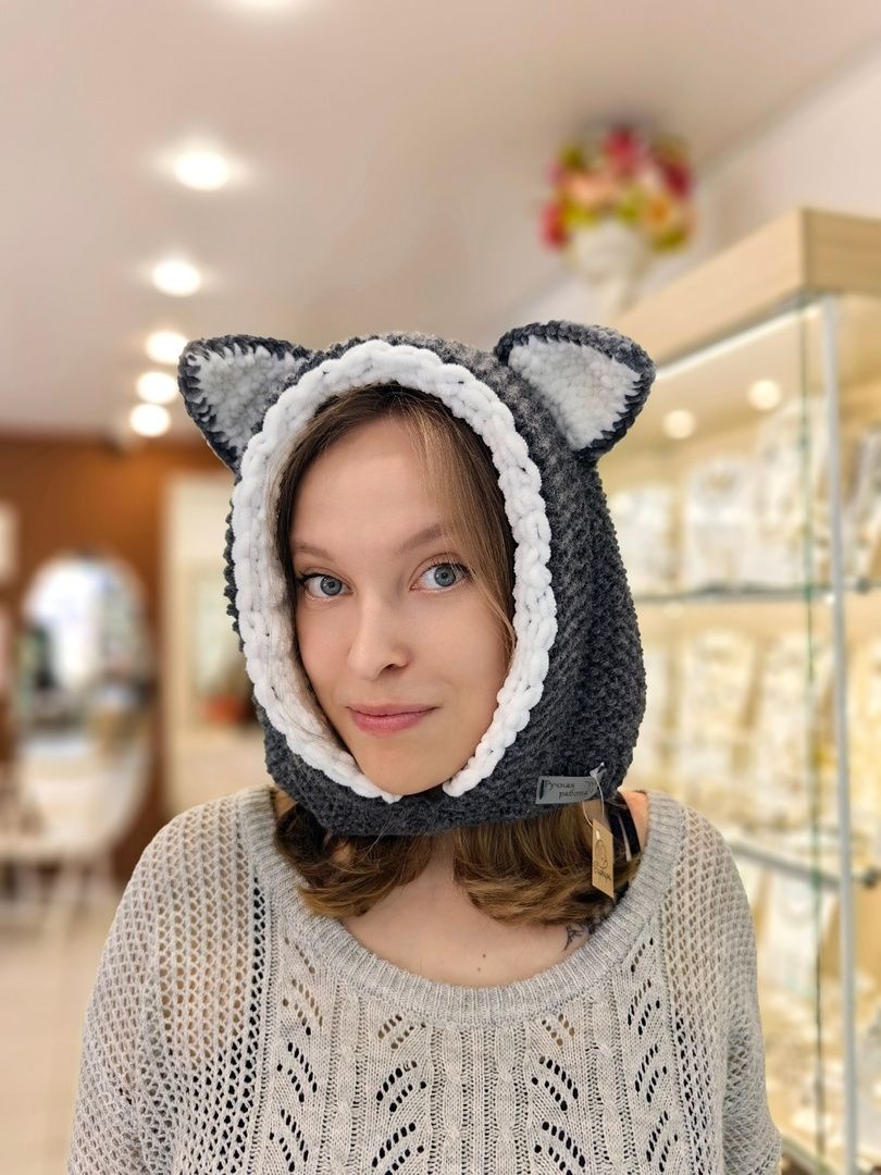 Зверошапка "Настя" микс (Серый)