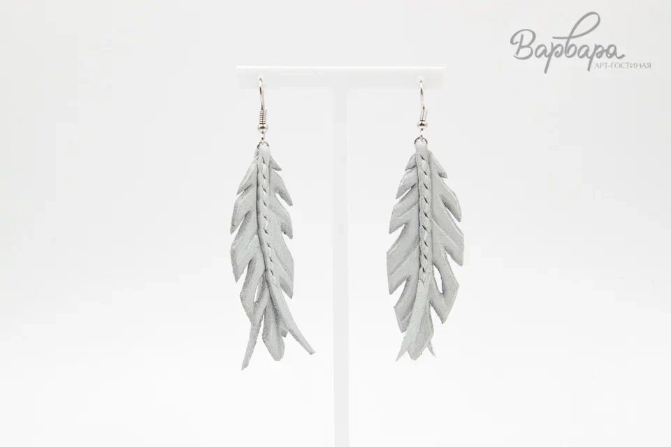 Серьги кожаные "Юнко" Перо