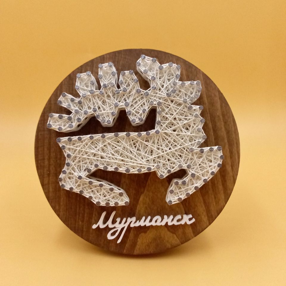 Стринг-арт на деревянном массиве, Тарелочка