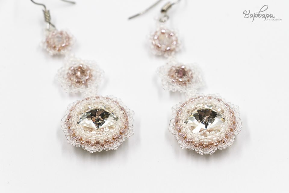 Серьги "Розовое кружево"
