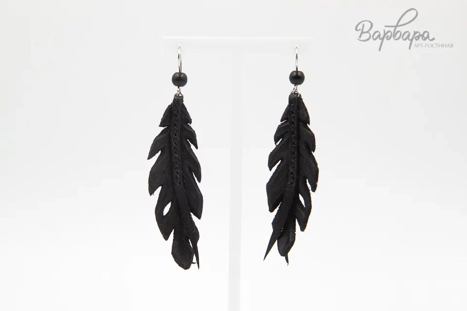 Серьги кожаные "Юнко" Перо