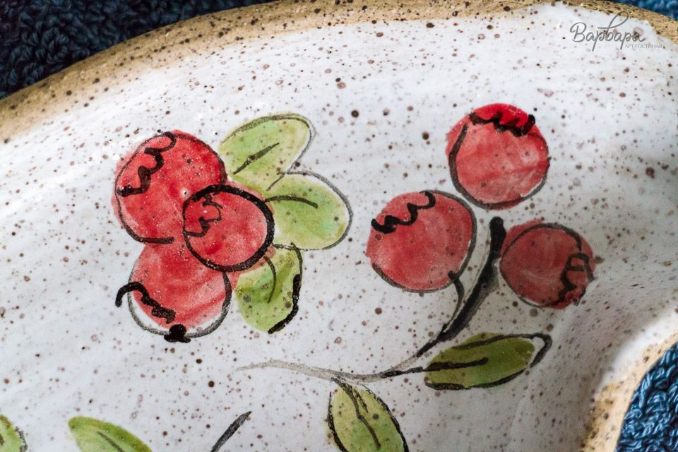 Тарелка "Лист" с росписью