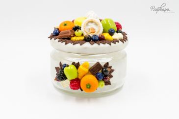 Сахарница "Фрукты на белом перламутре"